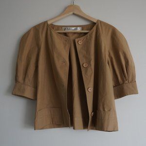 Vintage Christian Dior Short Sleeve Tan Cotton Jacket (SM)